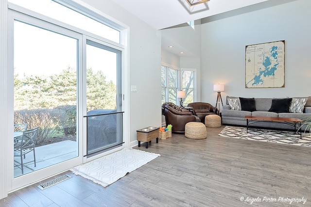 doorway to outside featuring wood-type flooring