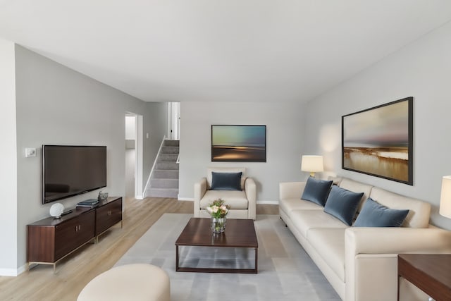 living room with light wood-type flooring