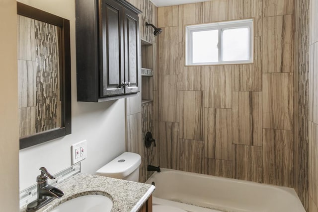 full bathroom with vanity, toilet, and shower / bath combination