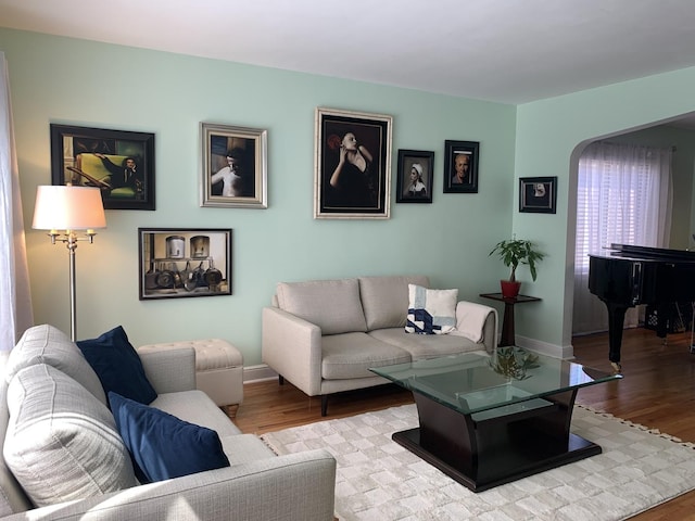 living room featuring light hardwood / wood-style flooring