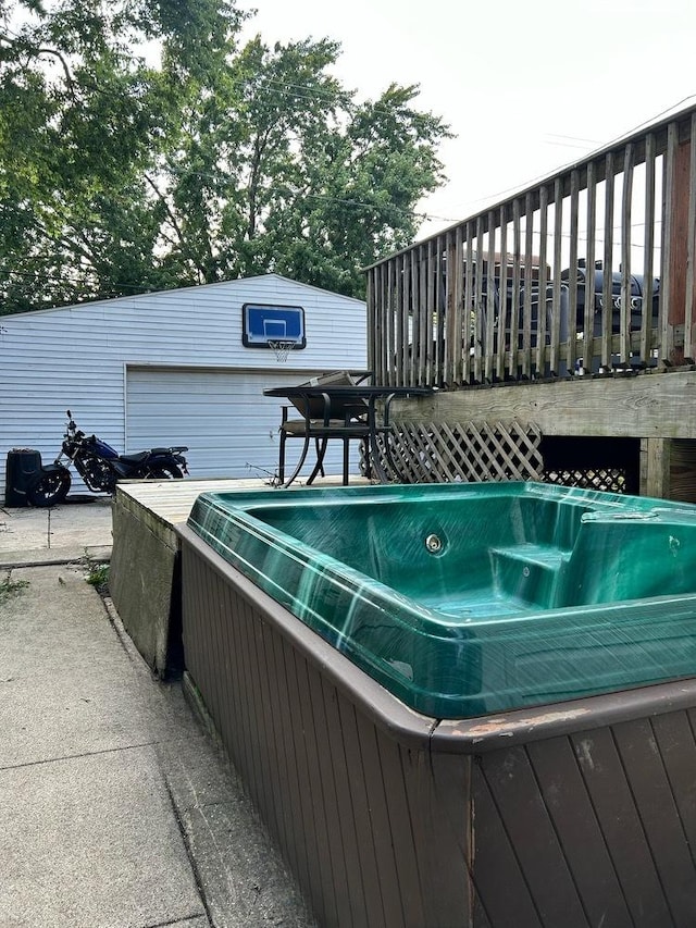 exterior space with a jacuzzi