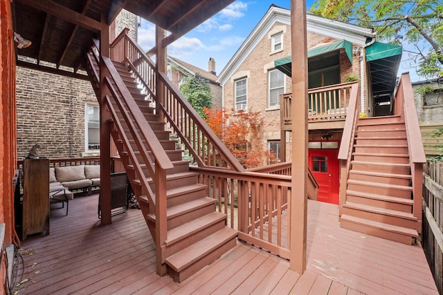 deck featuring an outdoor living space