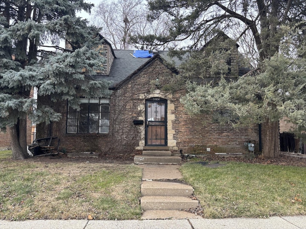 view of front facade with a front yard