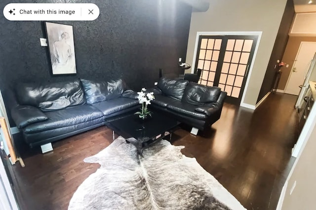 living room featuring dark hardwood / wood-style floors