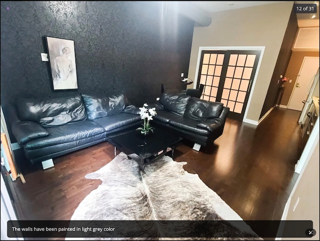 living room featuring dark hardwood / wood-style floors