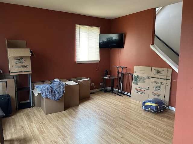 interior space with light hardwood / wood-style floors