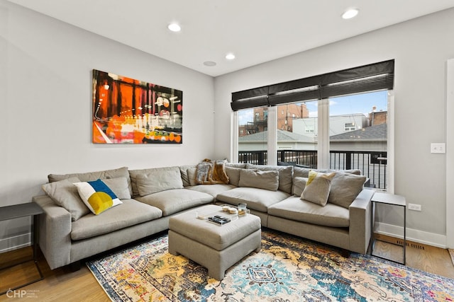 living room with wood-type flooring