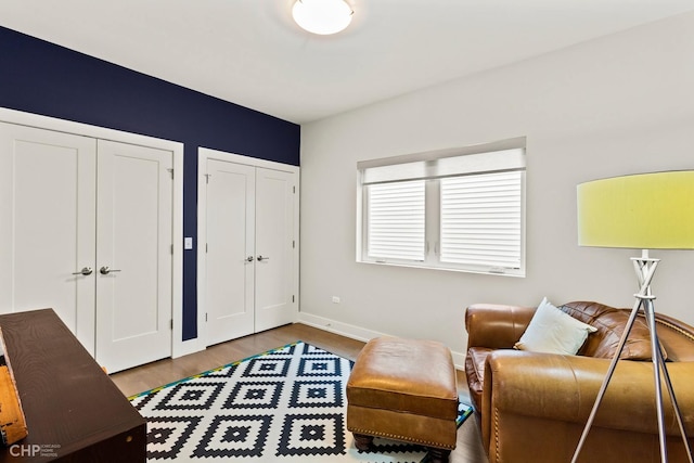 sitting room featuring wood-type flooring