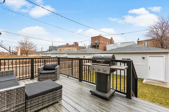 deck with area for grilling