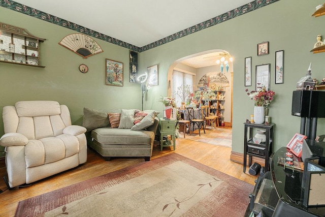 living room featuring hardwood / wood-style flooring