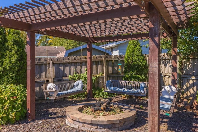 view of patio featuring a pergola