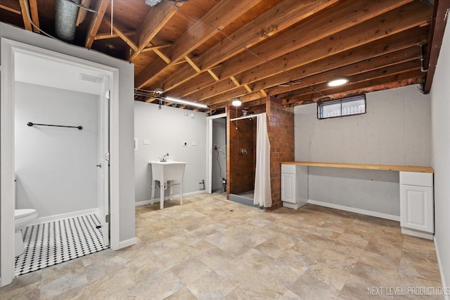 basement with sink