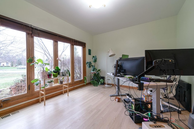 home office featuring wood-type flooring