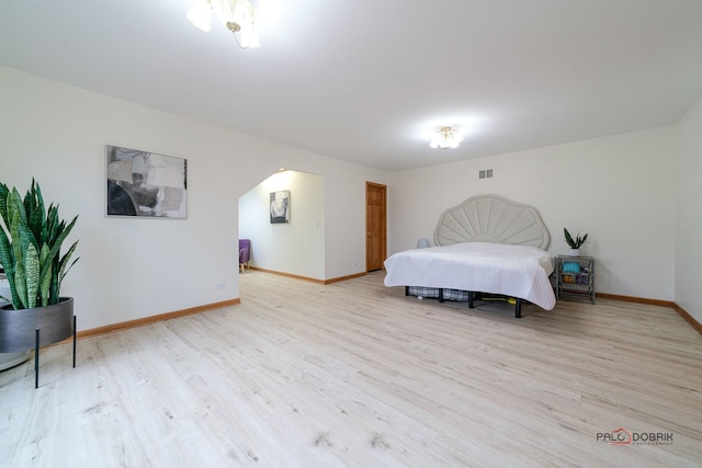 bedroom featuring light hardwood / wood-style flooring