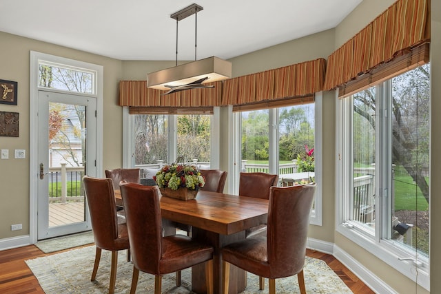 dining area with hardwood / wood-style floors