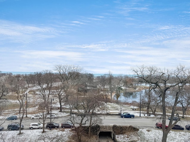 view of street featuring a water view