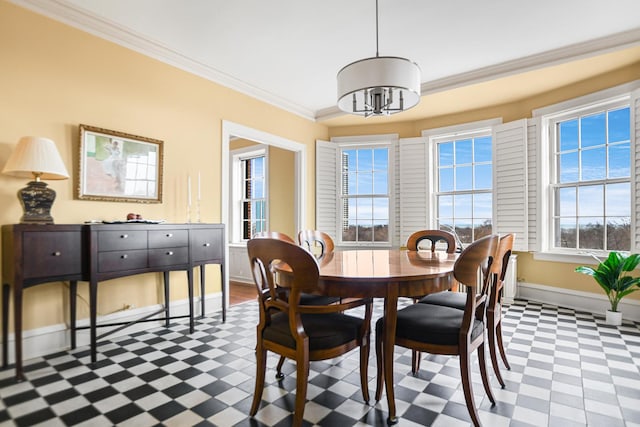 dining room with ornamental molding