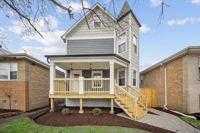 back of house with a porch