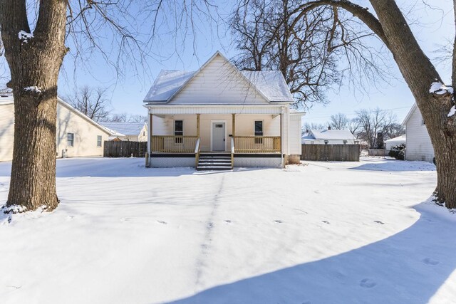 view of front facade featuring covered porch