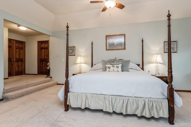 bedroom with carpet and ceiling fan