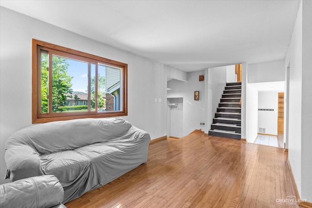 living room featuring light hardwood / wood-style flooring