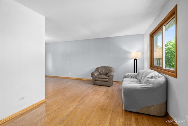 living area featuring light wood-type flooring