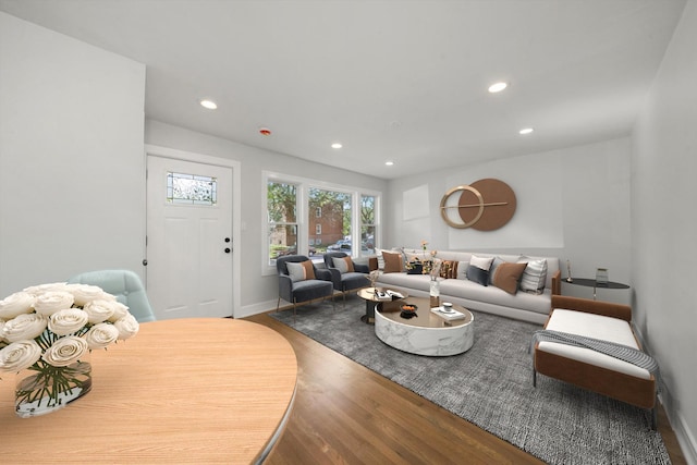 living room with hardwood / wood-style flooring