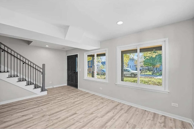 interior space with light hardwood / wood-style flooring