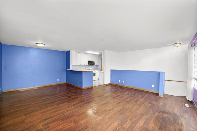 unfurnished living room featuring dark hardwood / wood-style floors