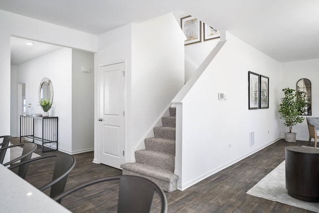 foyer with dark hardwood / wood-style flooring