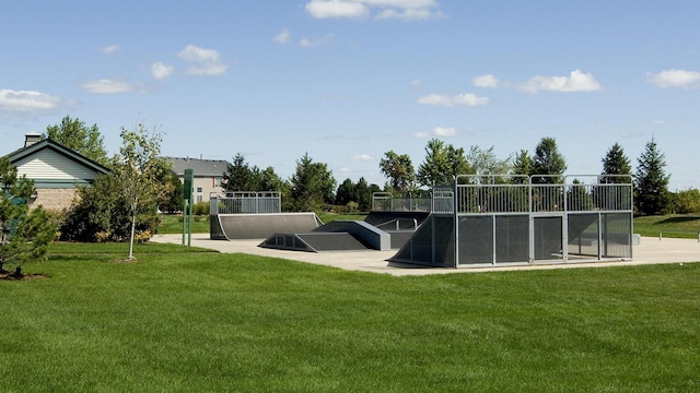 view of community featuring a lawn