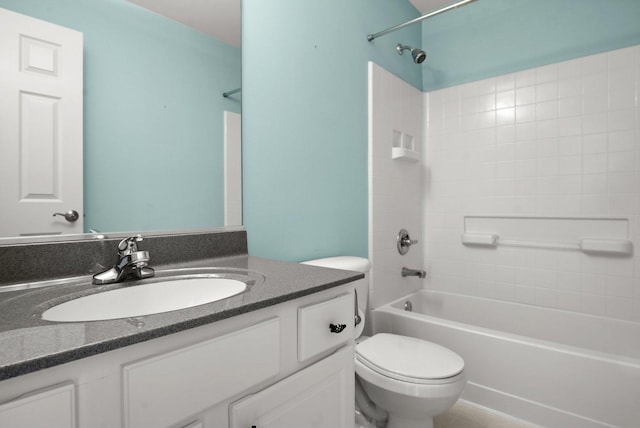 full bathroom featuring toilet, vanity, and shower / bath combination