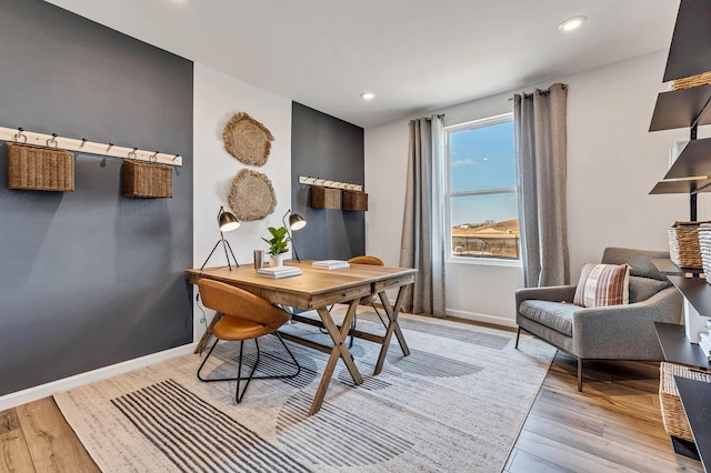 home office featuring light hardwood / wood-style flooring