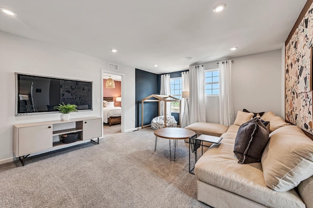 living room featuring carpet flooring