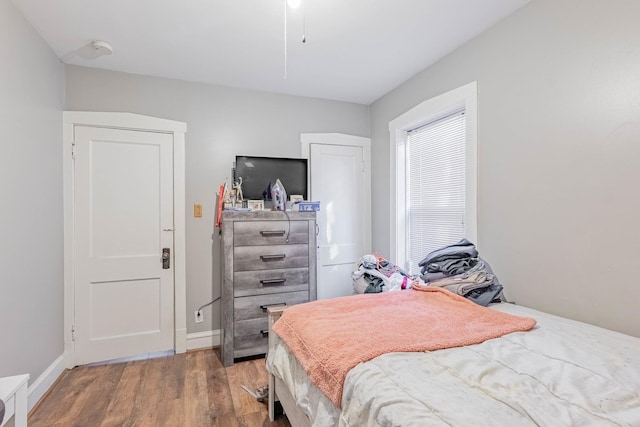 bedroom featuring wood-type flooring