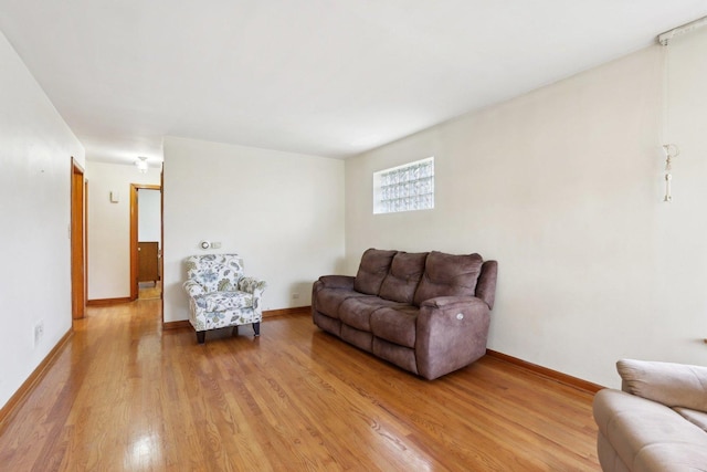 living room featuring light wood-type flooring