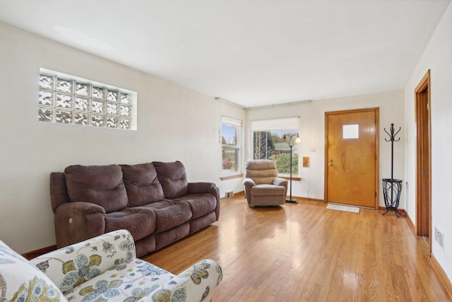 living room featuring light wood-type flooring