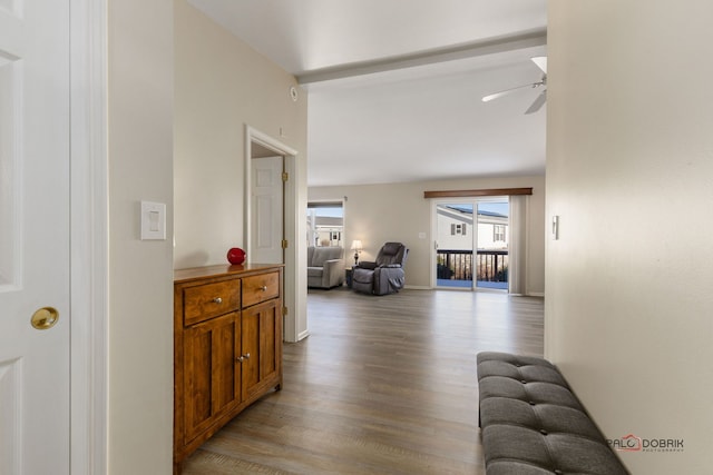 hall with light hardwood / wood-style flooring