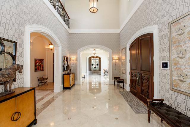 hallway with a high ceiling