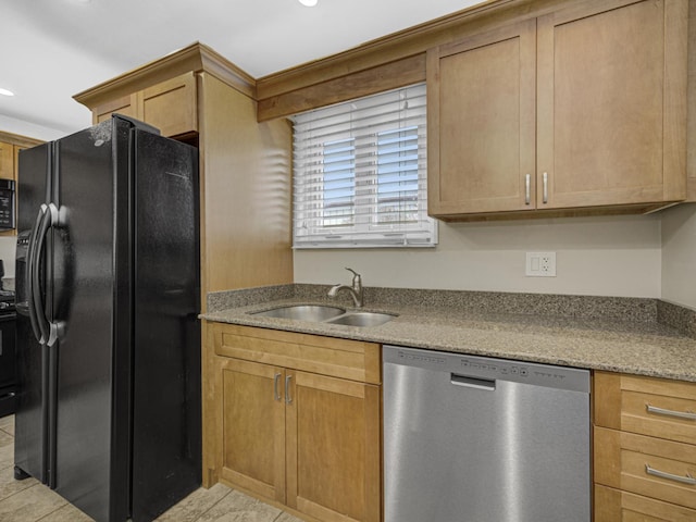 kitchen featuring sink and black appliances