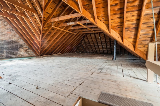 view of unfinished attic