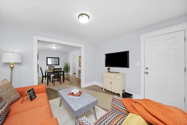 living room with light wood-type flooring