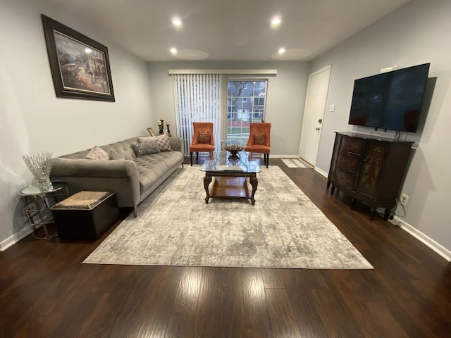 living room featuring dark hardwood / wood-style floors