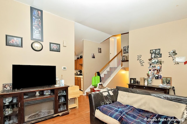 living room featuring light hardwood / wood-style floors