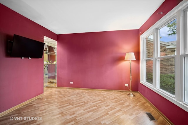 spare room featuring a healthy amount of sunlight and wood-type flooring