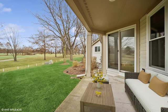 exterior space featuring a patio and an outdoor hangout area