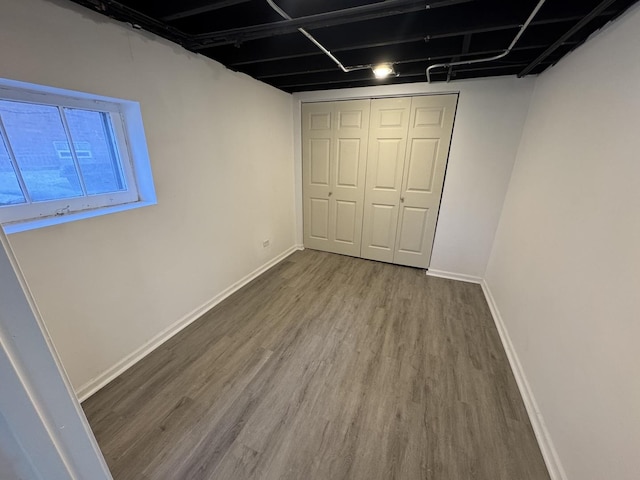 interior space featuring wood-type flooring and a closet