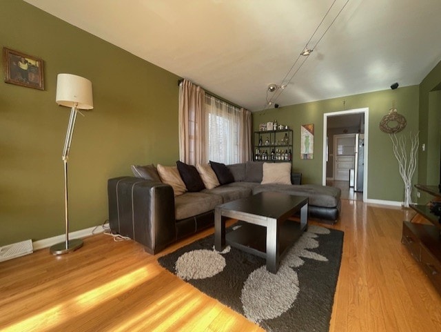 living room featuring wood-type flooring