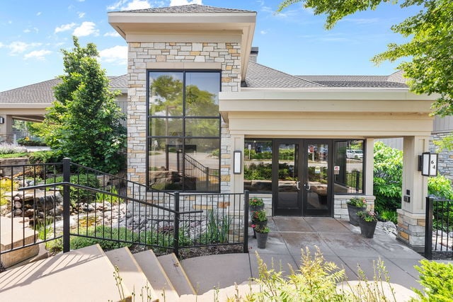 doorway to property featuring french doors