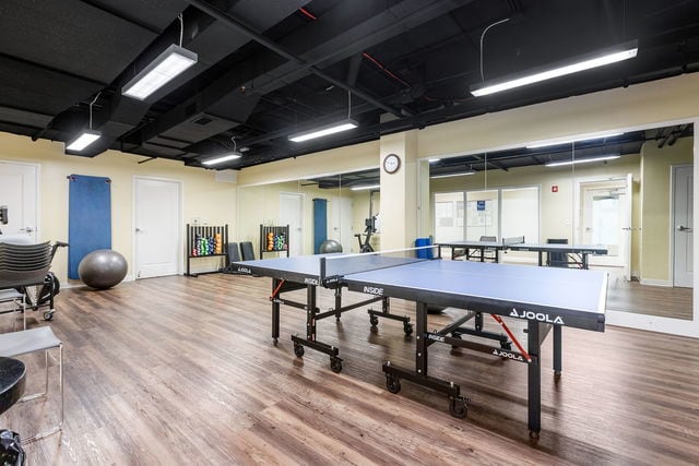 playroom featuring wood-type flooring